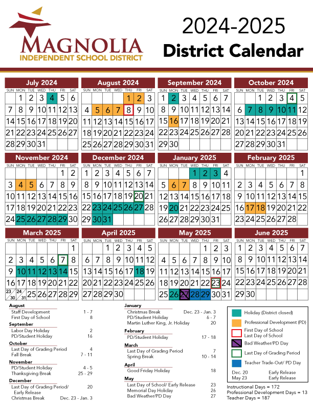 Magnolia Isd School Calendar 24-25