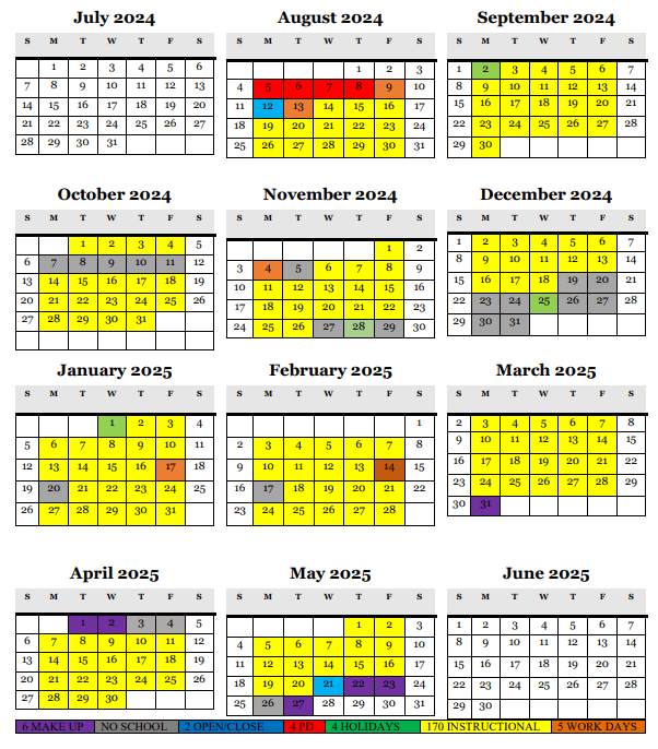 Washington Township School Calendar 2025-2026