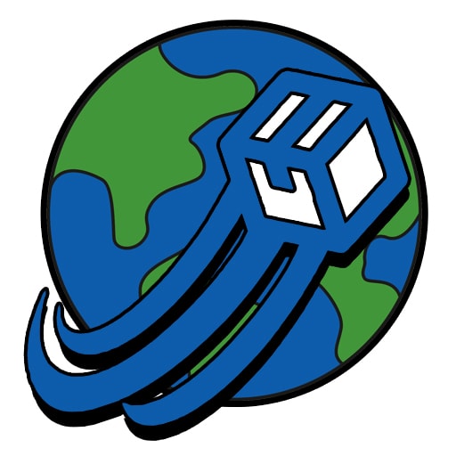 Box across the globe icon for Logistics Supply Chain Program Logo
