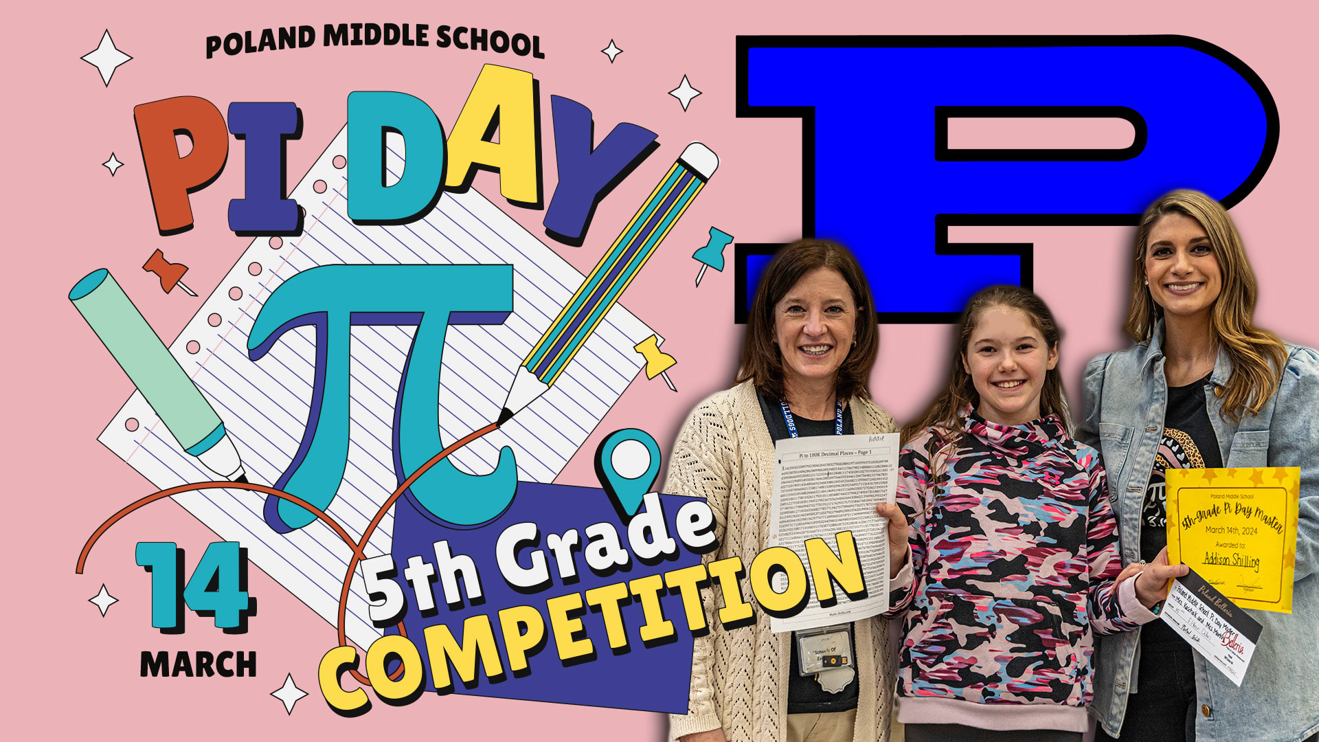 2024 5th Grade Pi Day Competition - Addison Schilling wins with 137 digits
