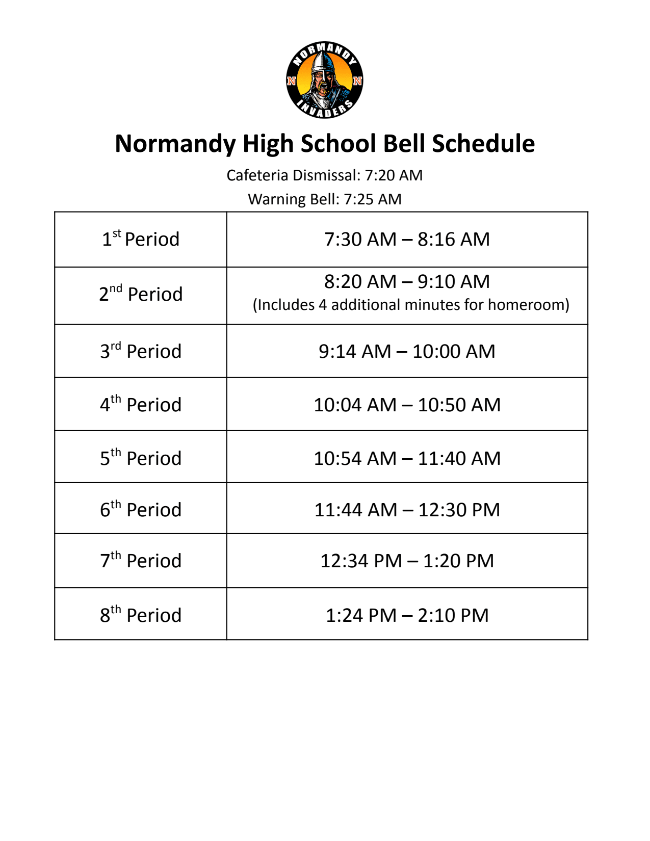 Bell Schedule