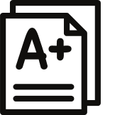 A rectangle icon representing a piece of paper with A plus on it.