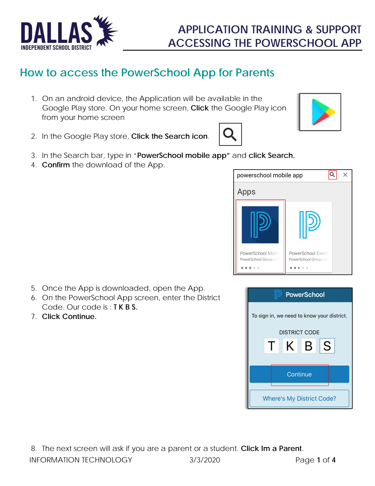 First page of the PDF file: ATS_How_to_access_the_powerschool_app_on_android_for_parents