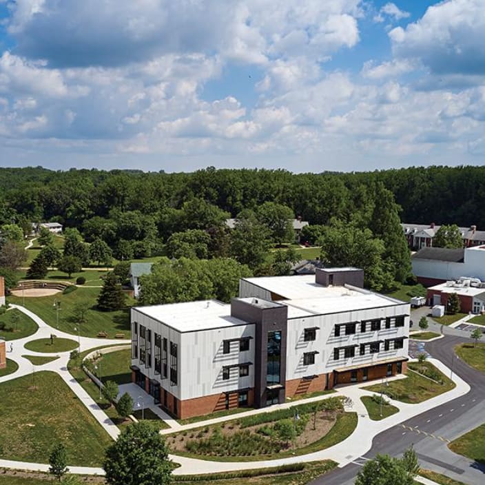 en y Bryn Upper School building aerial view