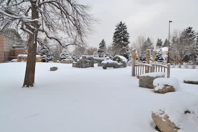 Stanley playground on a snowy day