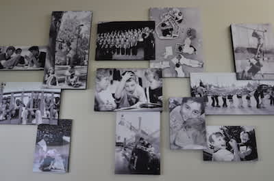 Community photographs displayed inside Stanley British Primary School