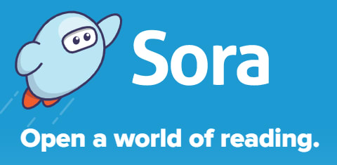 Sora mascot flying upward beside text that reads sora the student reading app