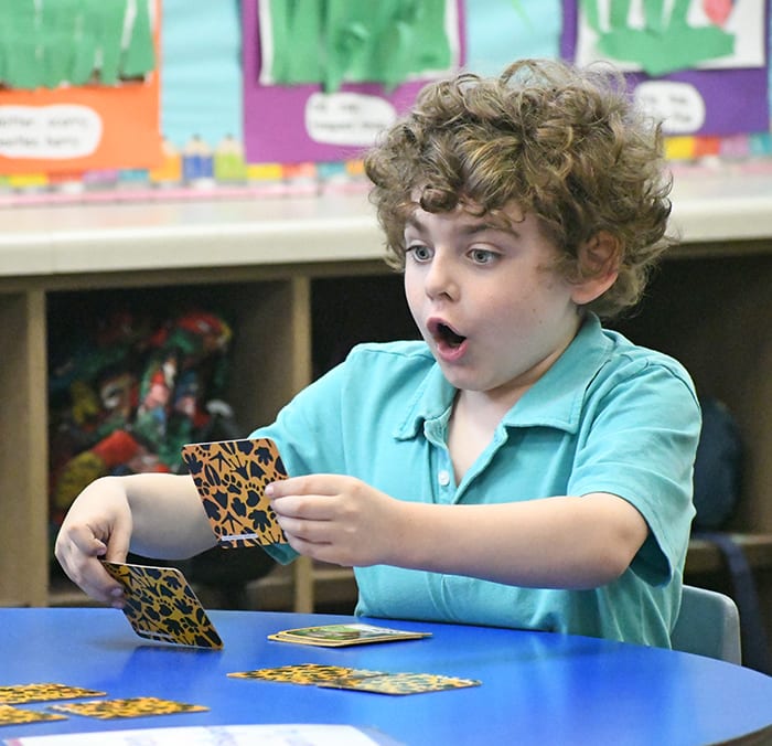 A student mid-discovery in class
