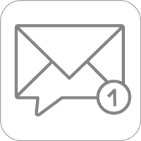 Email evenvelop with a number 1 in a circle at the bottom right 