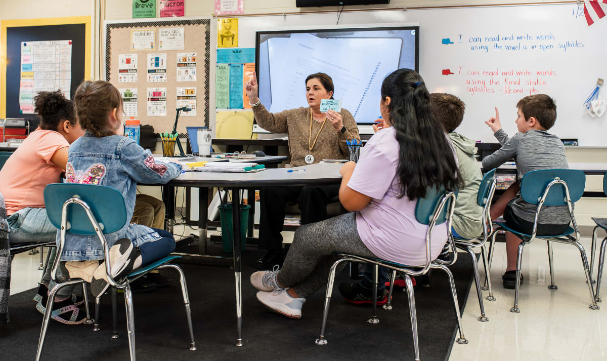 Students learning in the classroom
