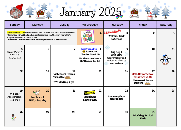 School Calendar Public School No 1