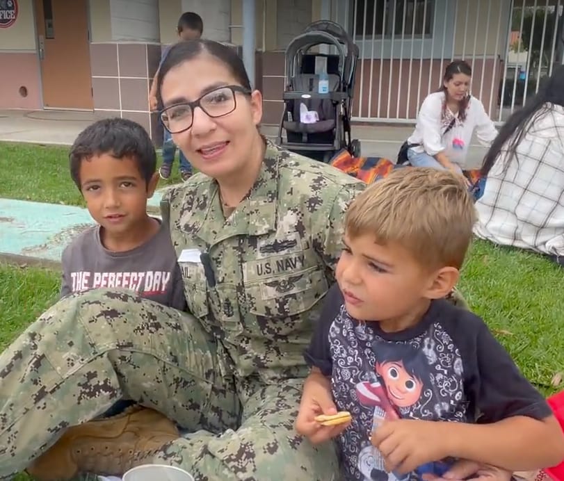 military family smiling for the camera
