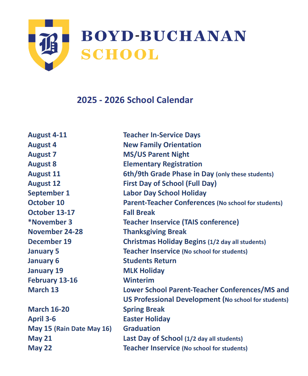 2025-2026 School Calendar
