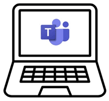 picture of a laptop computer with the Teams icon on the screen