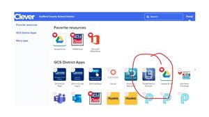 Showing how to access Destiny catalog on Clever: first row, sixth icon