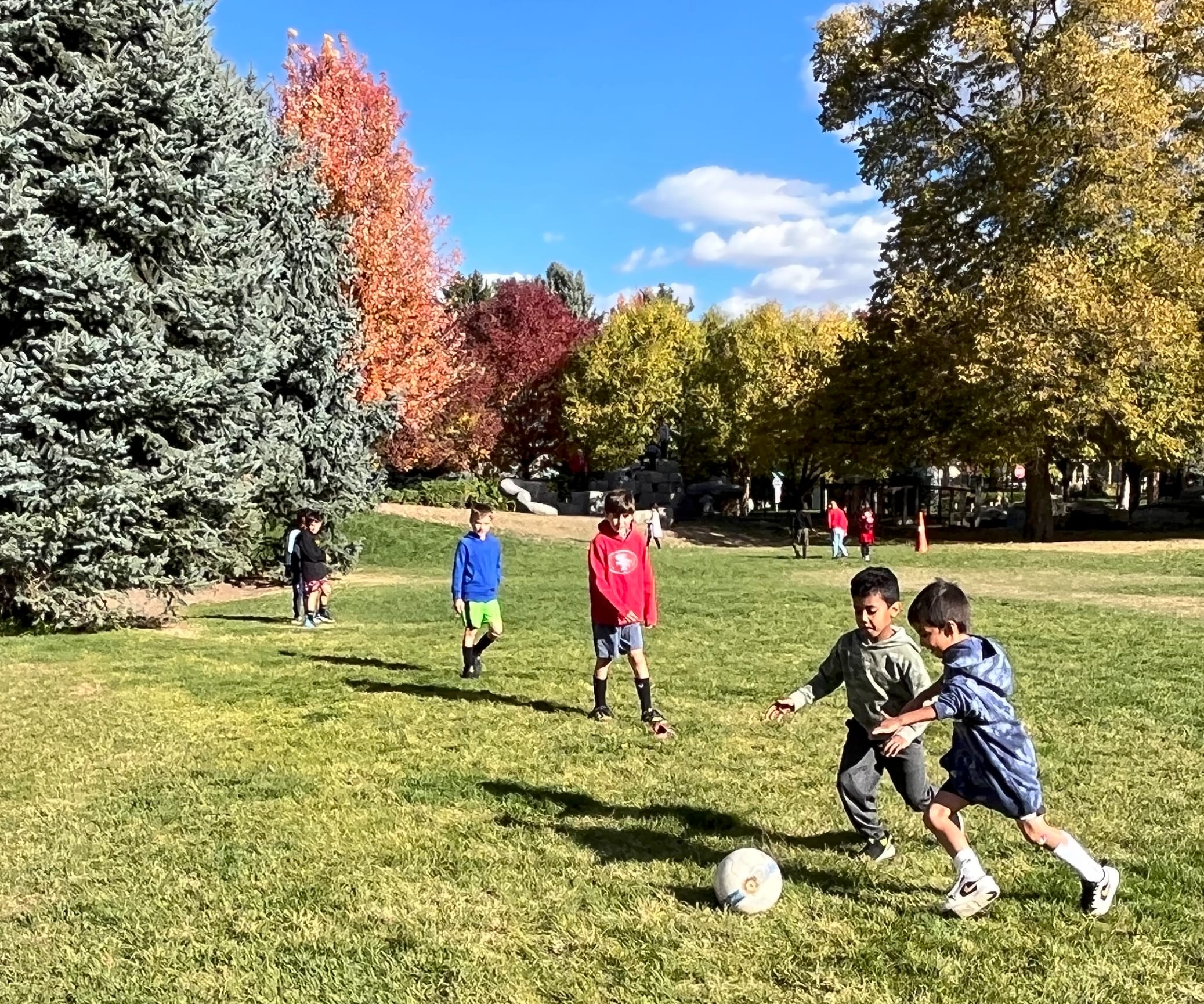 Stanley students learning and playing together on campus