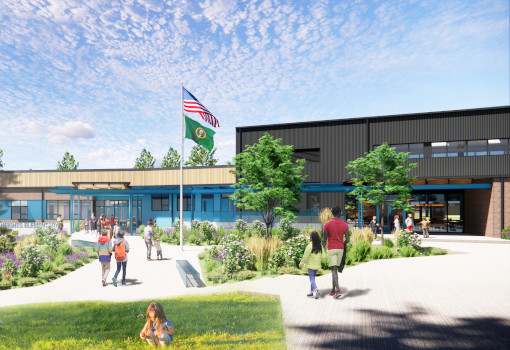 Aerial rendering of the future Oak Heights Elementary School site
