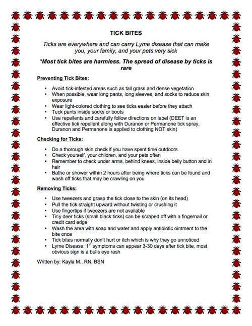 Tick bite prevention and identification flyer