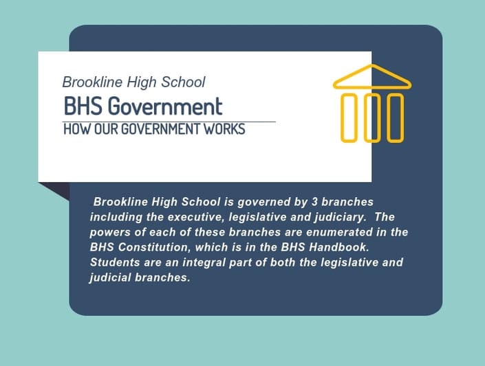 Infographic explaining the structure of Brookline High School government