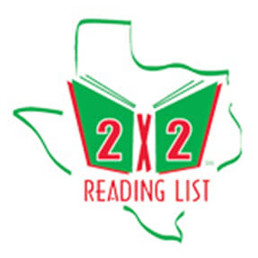 Texas icon with openbook labled 2 by 2 reading list