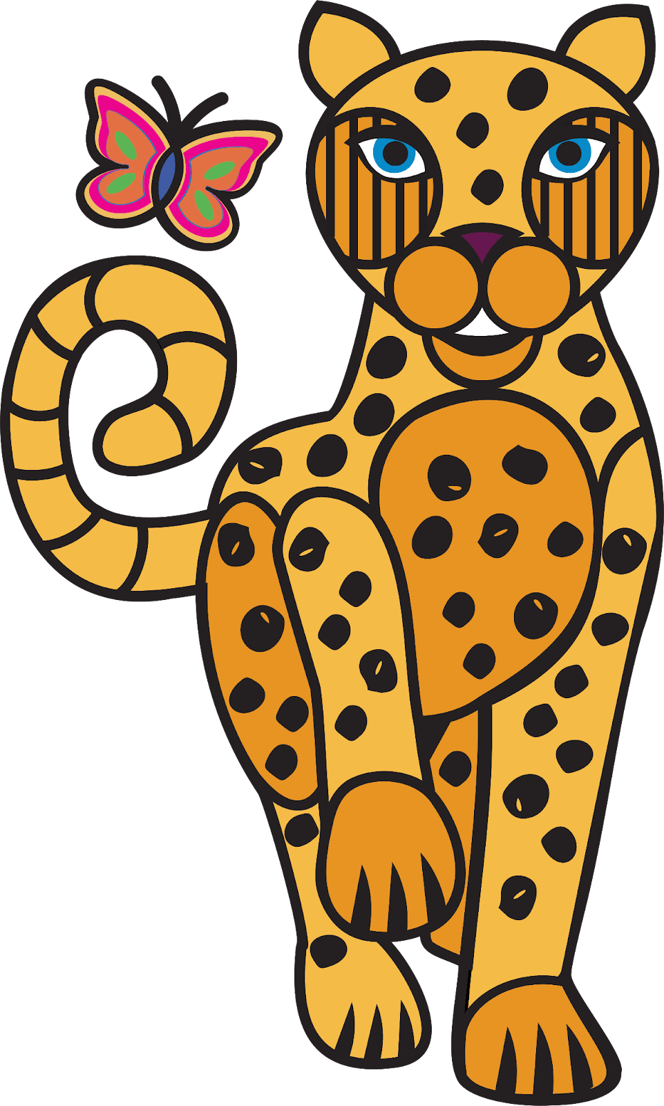 Illustration of a Jaguar and Mari the Butterfly