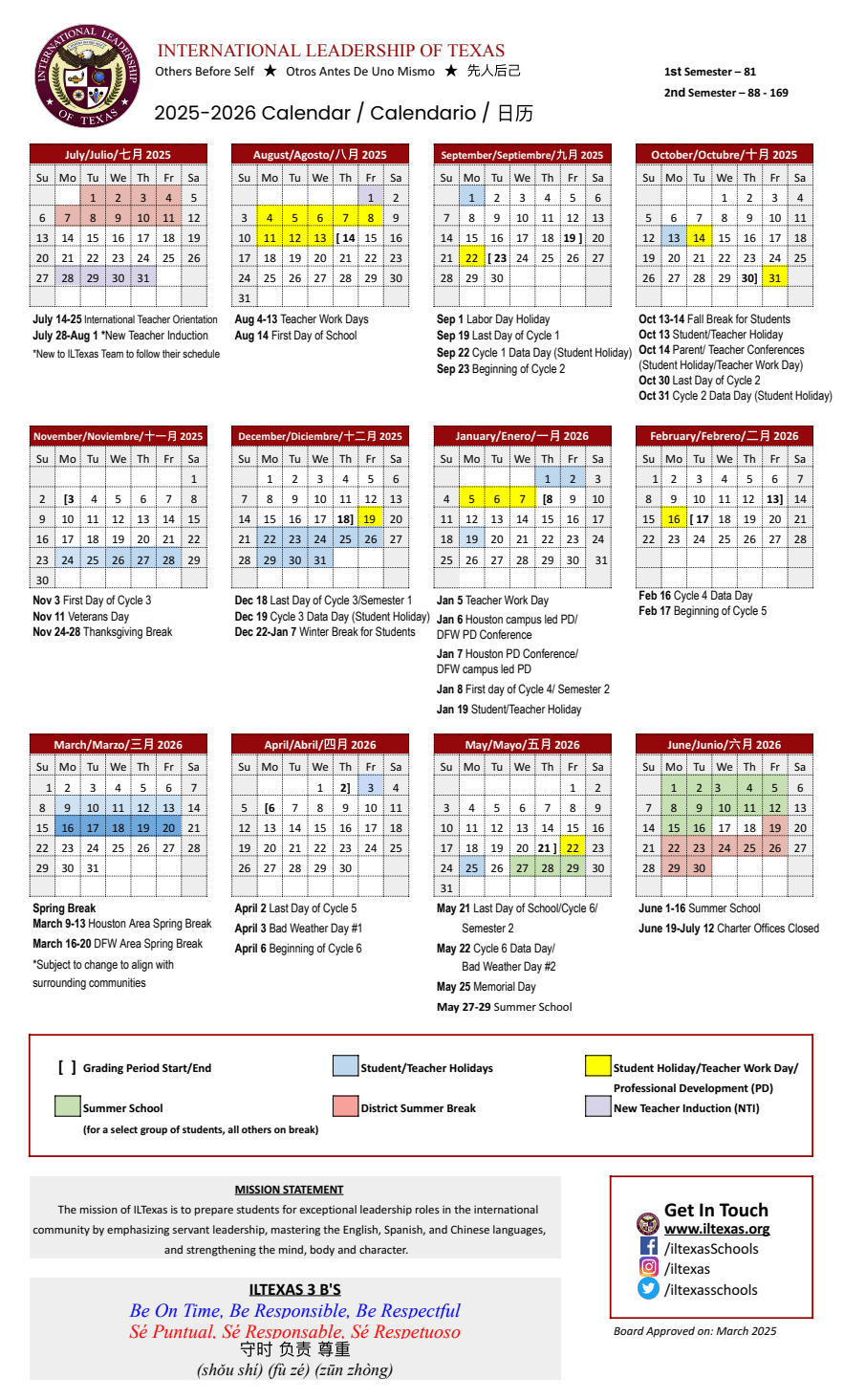 Calendar - ILTexas Keller K-8