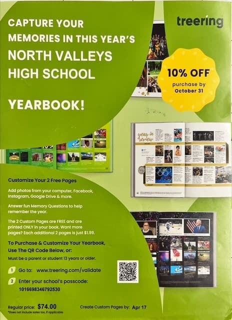 NVHS Yearbook Flyer