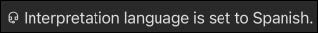 Screenshot: Interpretation language is set to Spanish