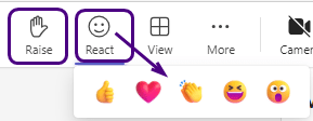 Click raise or react buttons to select icon.