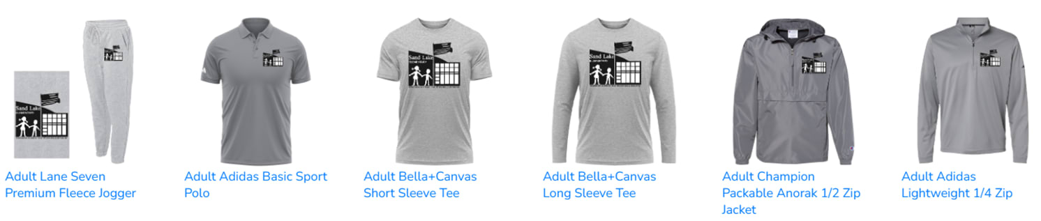 Sand Lake black logo spiritwear examples