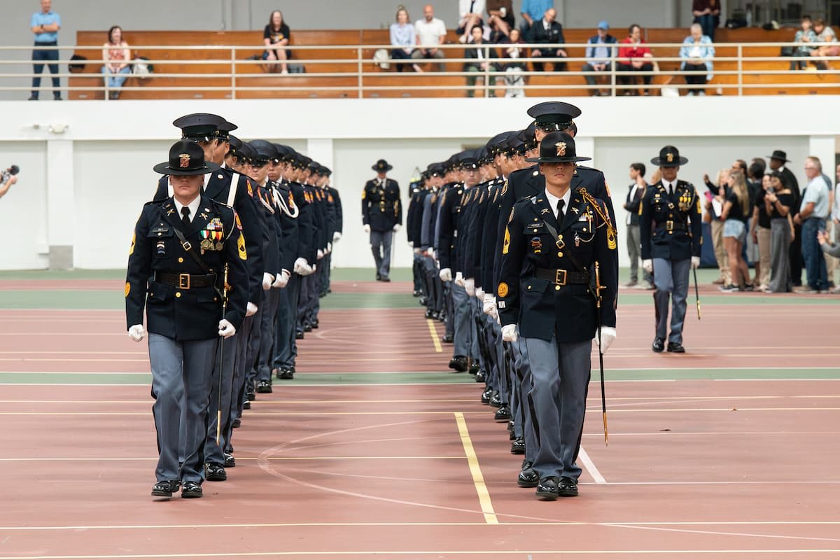 Fusileers passing through the Legacy Ring during the annual review.