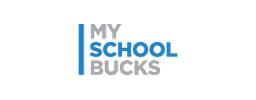 The image displays the text "MY SCHOOL BUCKS" in blue and gray colors against a white background.