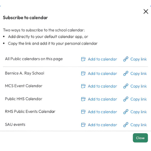 Subscribe to Our Calendars - SAU 70