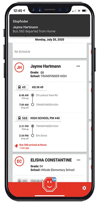 Stopfinder App Interface