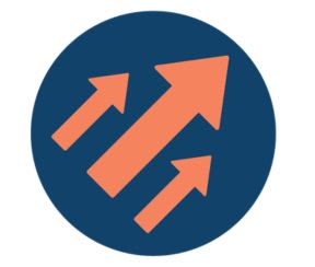 An icon with three arrows moving upwards