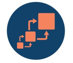 An icon of a box continually enlarging