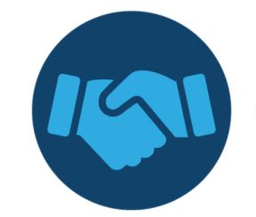 An icon of two hands shaking