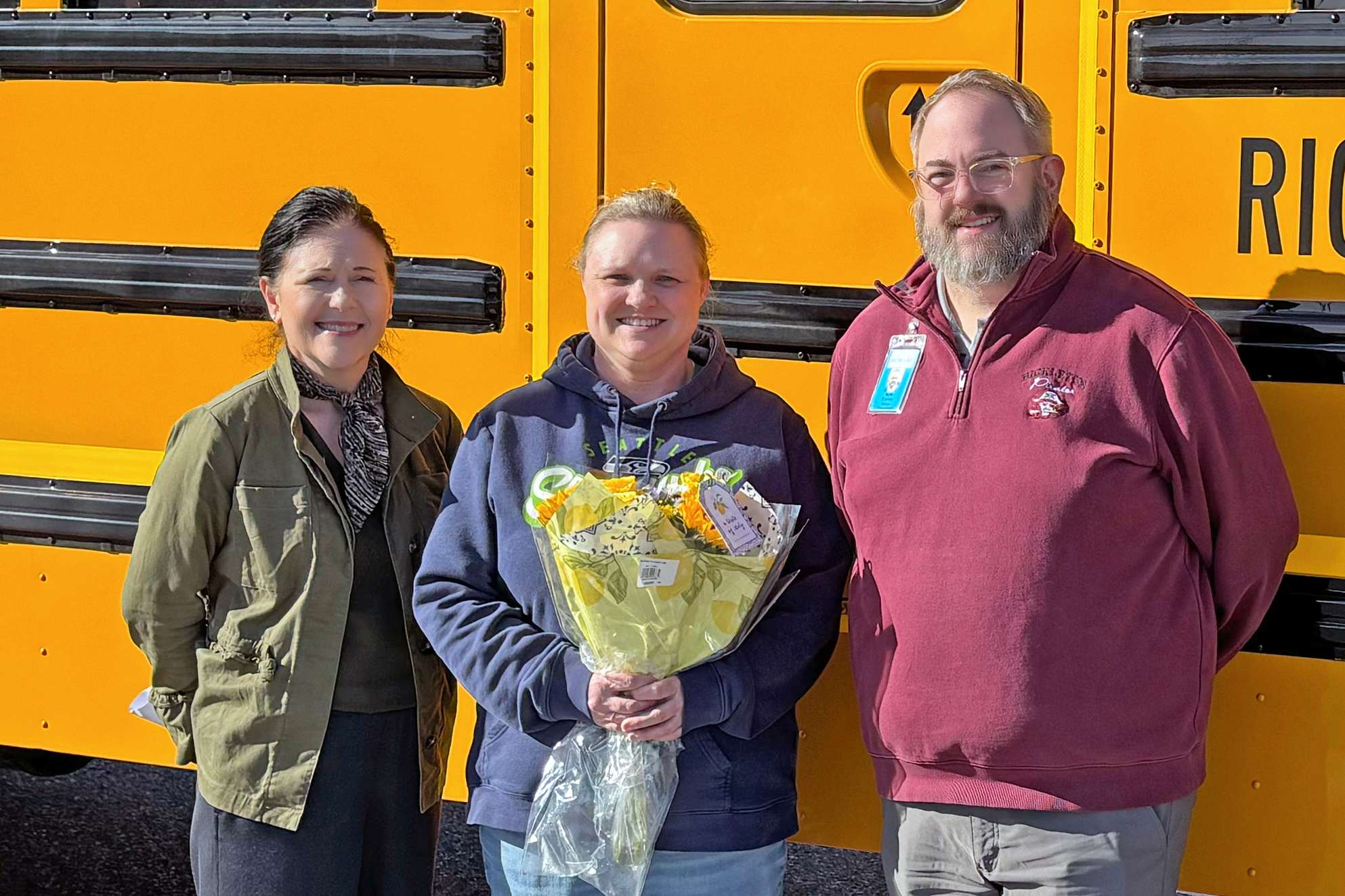 Pictured left to right: Dr. Shelley Redinger, Sarah Templeton, and Kyle Carrier (Dir. of Transportation) - Sarah is recognized as the RSD Classified Employee of the Year
