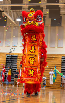 Dragon Dance performance during flag parade CMS event