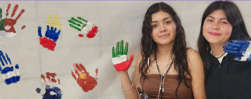 Students with painted hands 1