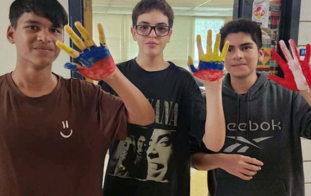Students with painted hands 2