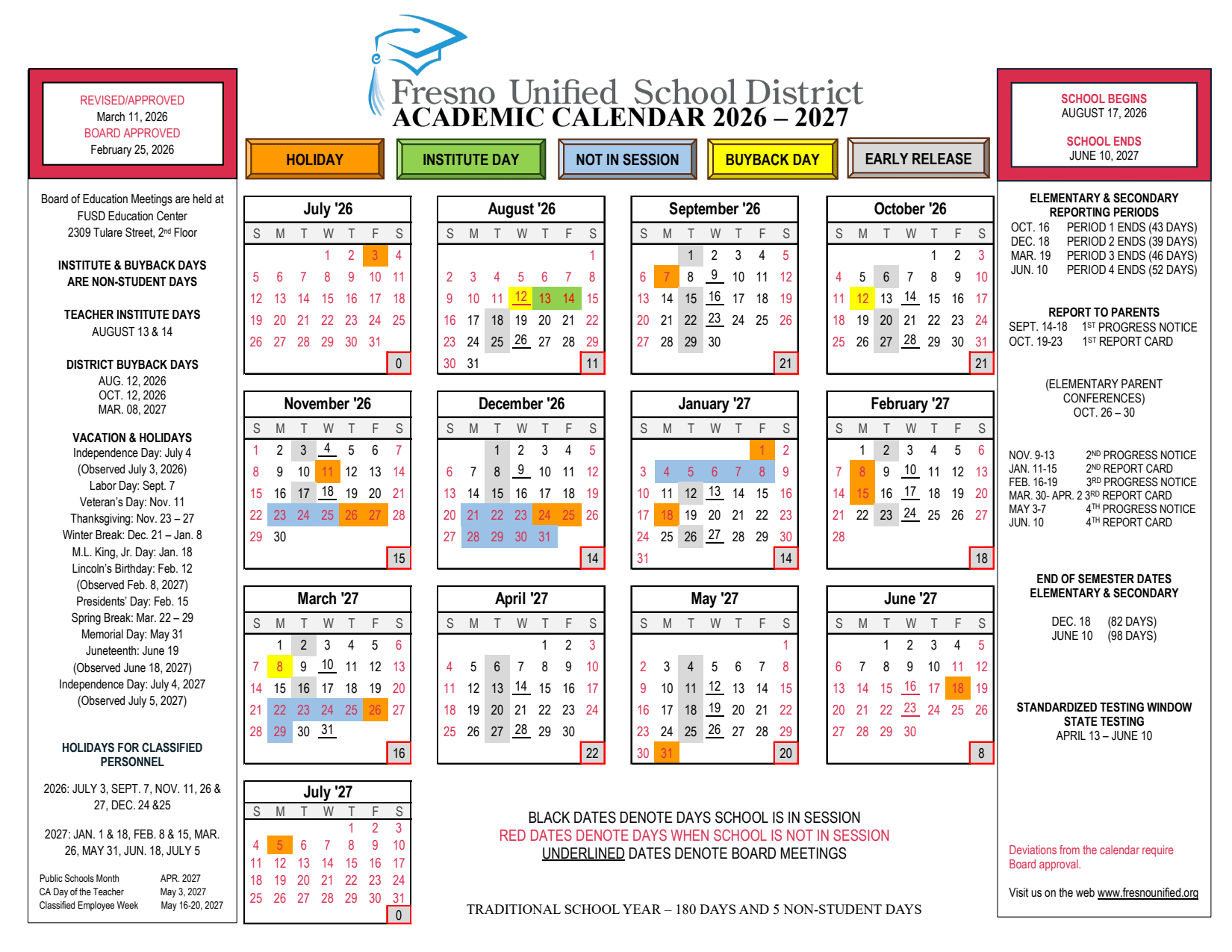 Academic Calendar 26/27