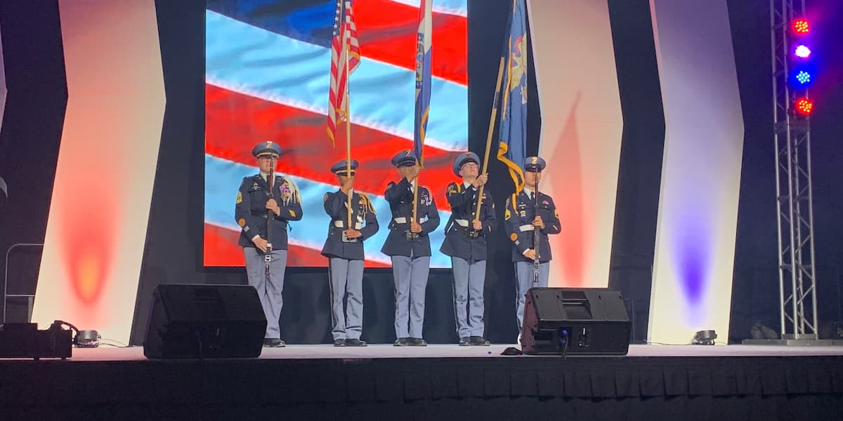 MMA cadets present the colors during the FBLA State Leadership Conference opening session.