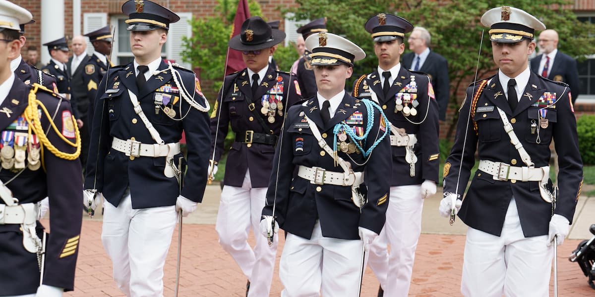 Michael Henderson ’22 participates in a cadet formation at Missouri Military Academy.