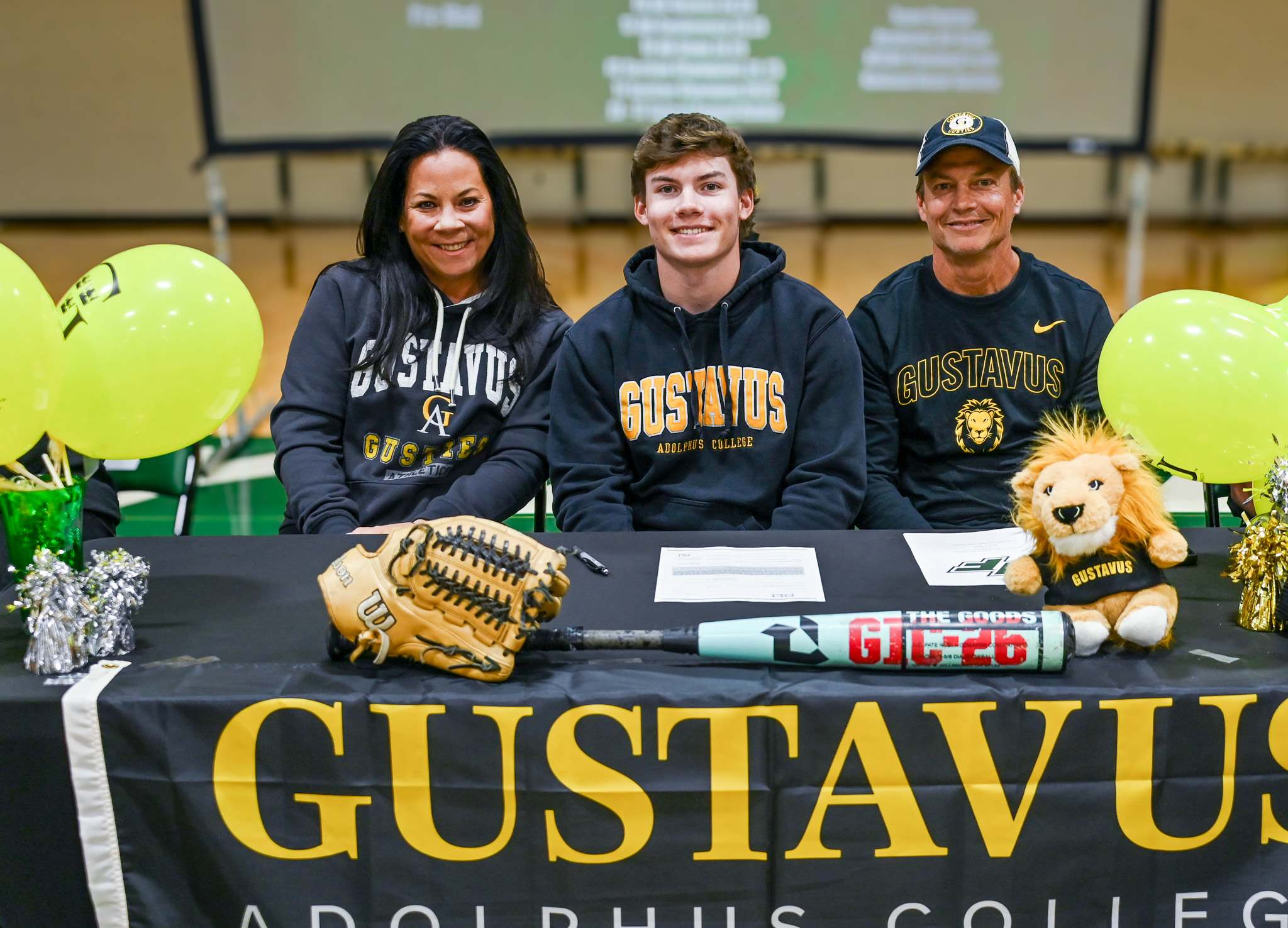 Holy Family senior Everett Lemke signs to play college baseball at Gustavus Adolphus College with his family.