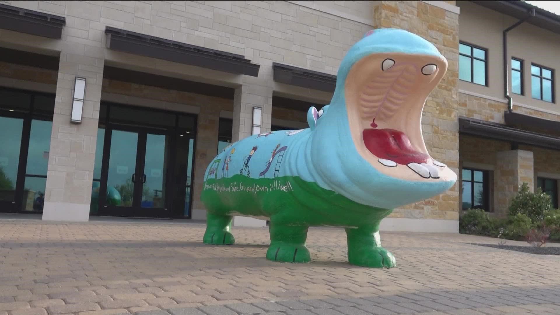 City of Hutto painted hippo statue