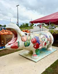 H-E-B painted Hutto hippo statue