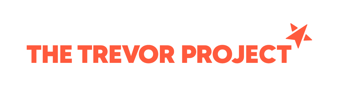 The Trevor Project — bold uppercase orange text logo with an orange star