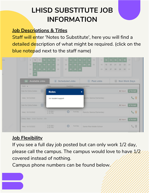 Example view of the substitute job portal.