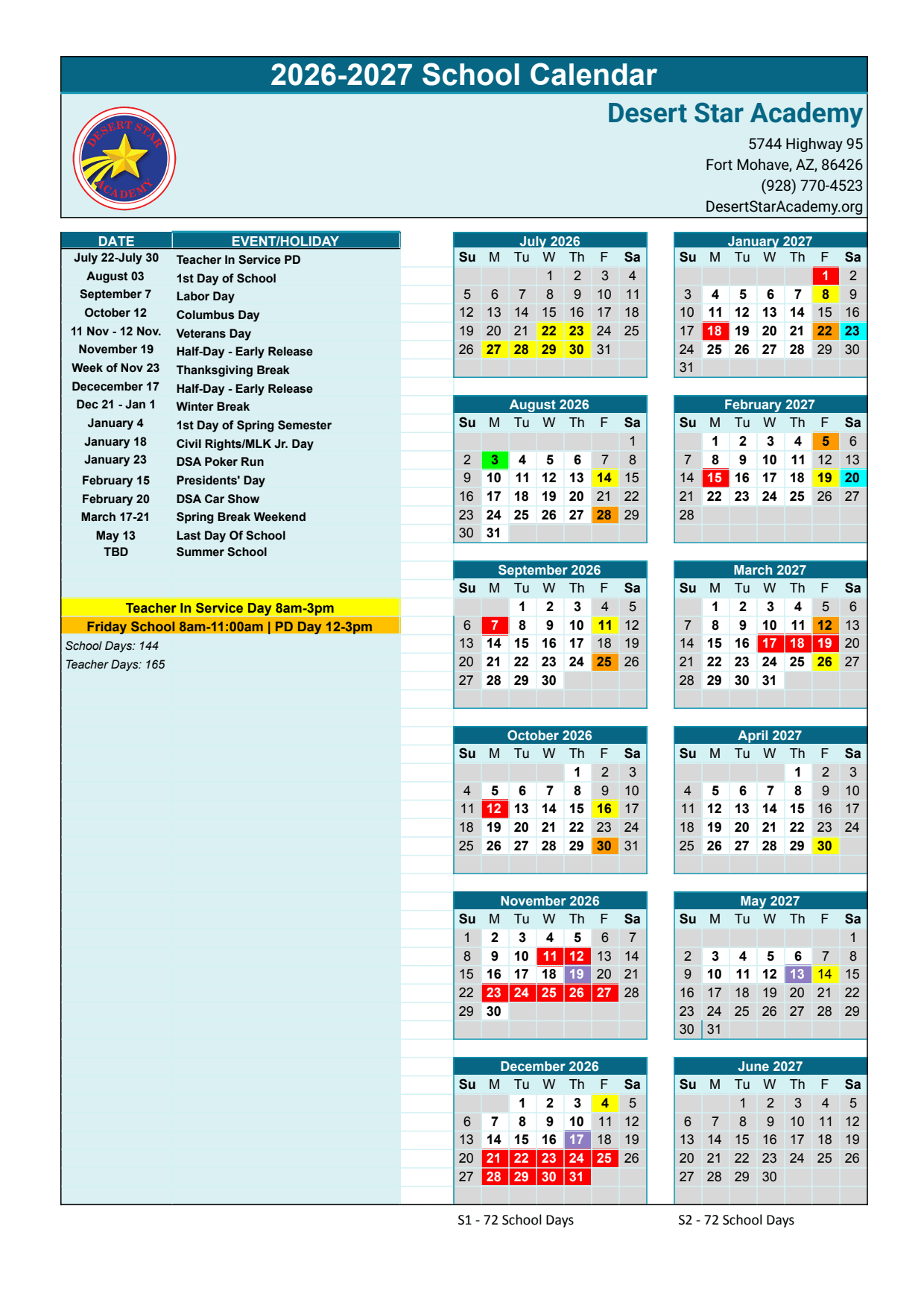 26-27DSASchoolCalendarAPPROVED-Updated6-2-26 (PDF)